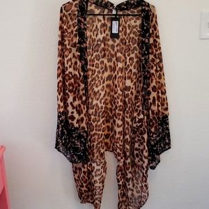 NWT Leopard and floral s/m duster
